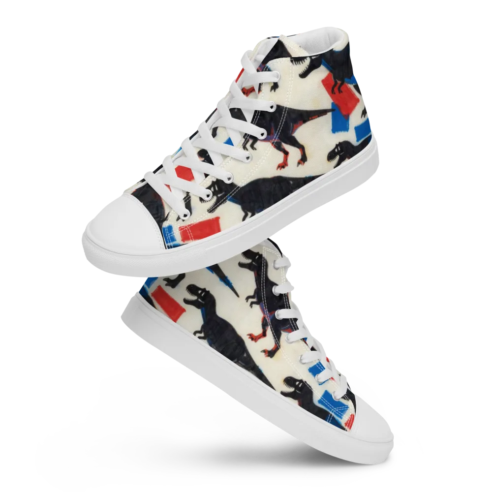 Cretaceous Blocks on Men's High Top Canvas Shoes — Front