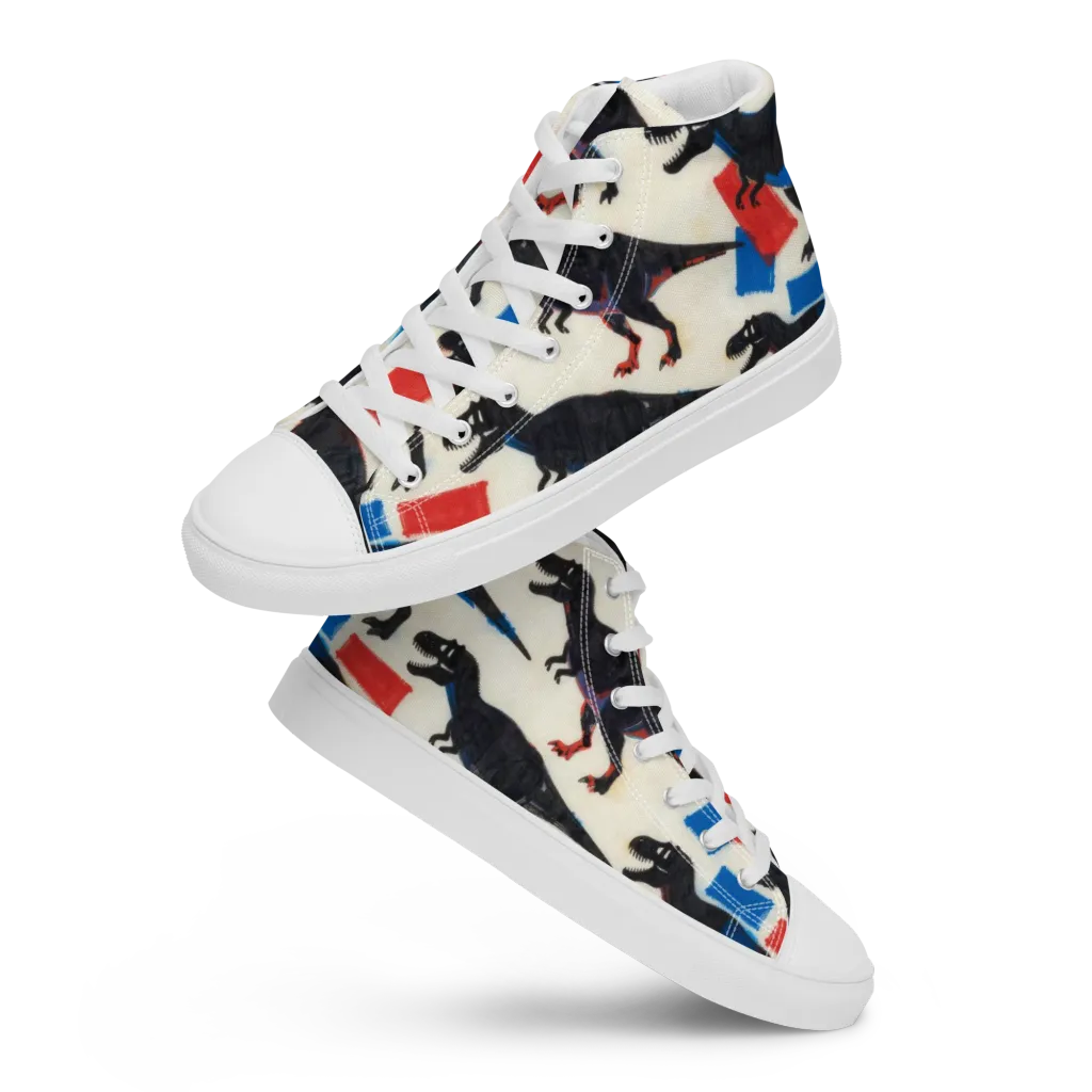 Cretaceous Blocks on Women's High Top Canvas Shoes — Front