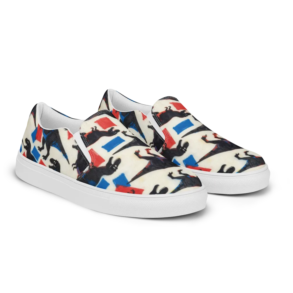 Cretaceous Blocks on Men's Slip-On Canvas Shoes — Right Front