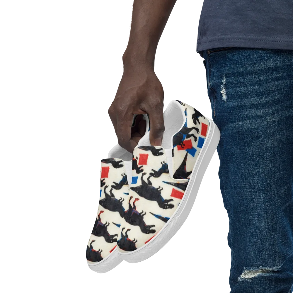 Cretaceous Blocks on Men's Slip-On Canvas Shoes — Left Front