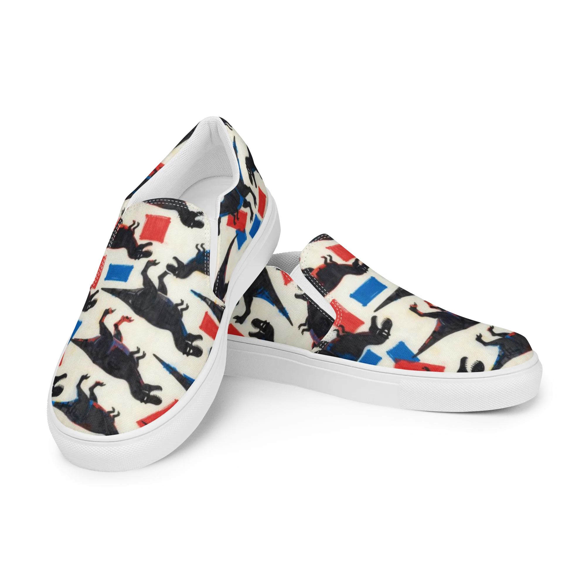 Cretaceous Blocks on Women's Slip-On Canvas Shoes — Left Front