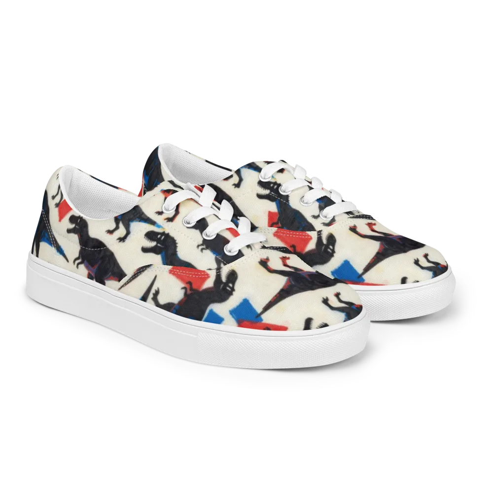 Cretaceous Blocks on Men's Lace-Up Canvas Shoes — Right Front