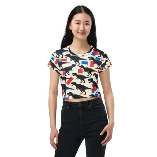 Cretaceous Blocks on a Crop Tee