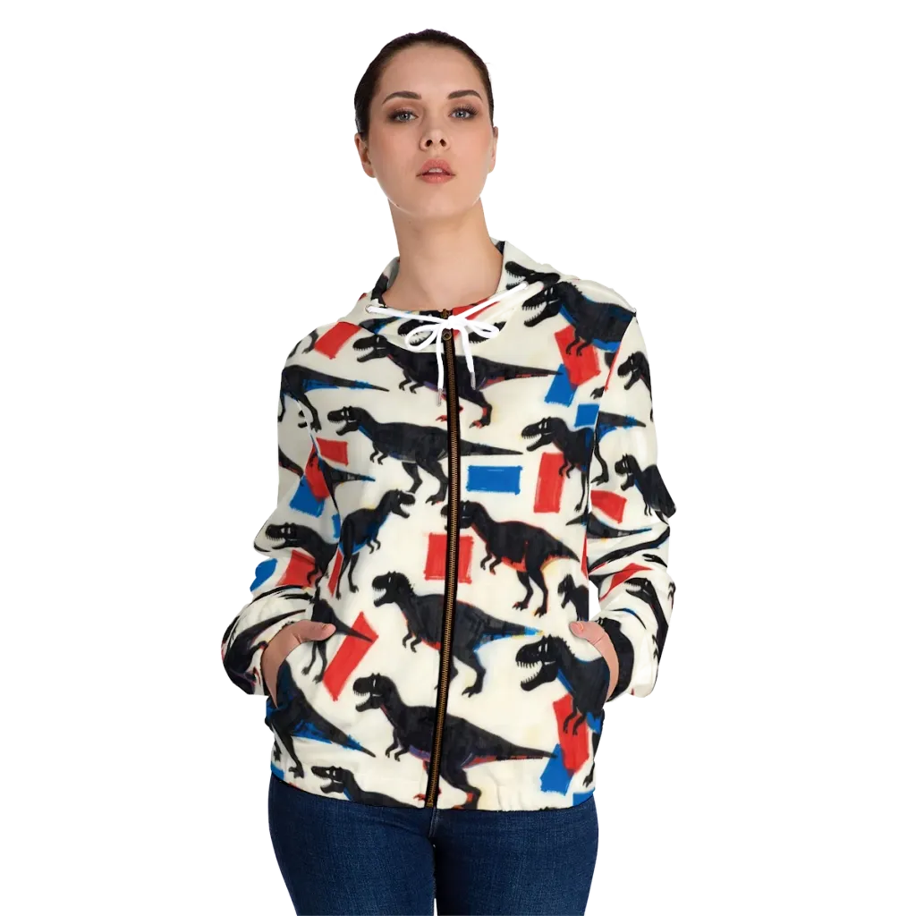 Cretaceous Blocks on Women's Full-Zip Hoodie — Front On Person