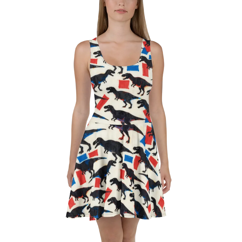 Cretaceous Blocks on Skater Dress — Front