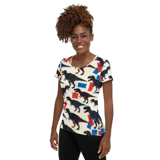 Cretaceous Blocks on a Women's Athletic T-Shirt