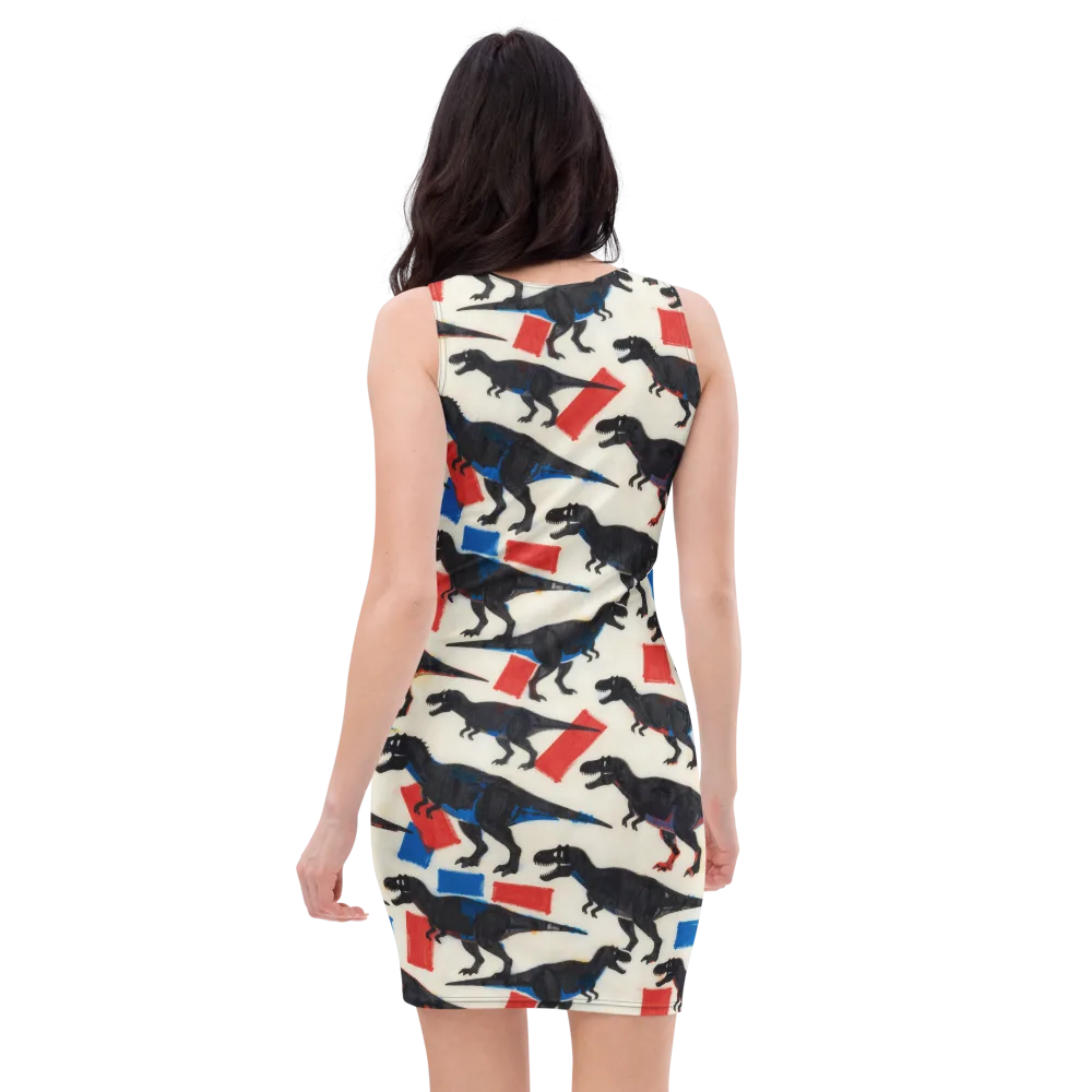Cretaceous Blocks on Bodycon Dress — Back
