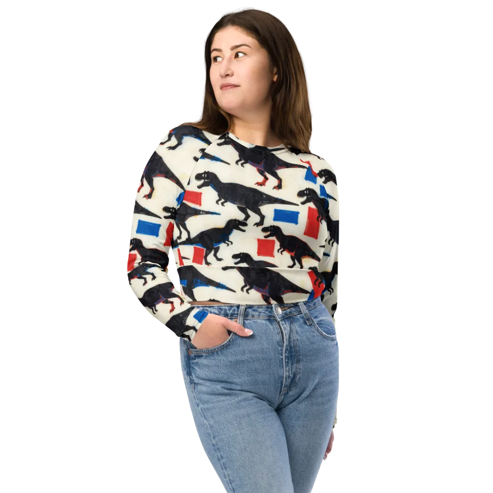 Cretaceous Blocks on Long Sleeve Crop Top — Front