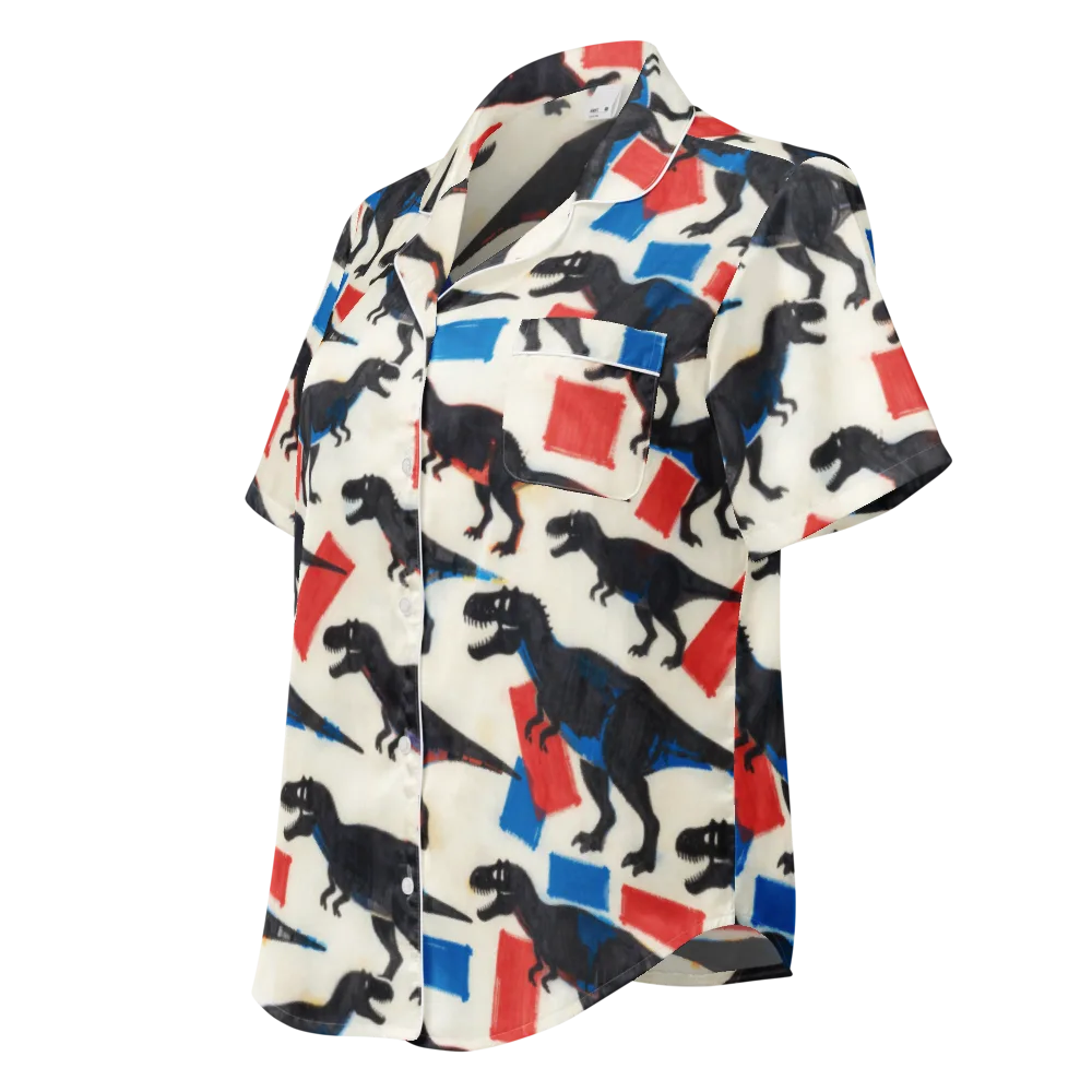 Cretaceous Blocks on Women's Short Sleeve Pajama Top — Left Front