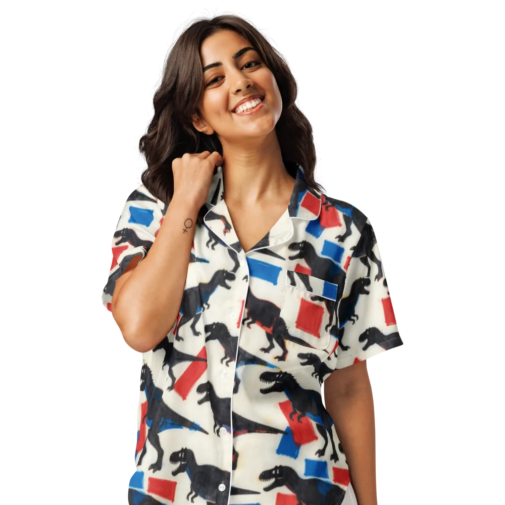 Cretaceous Blocks on Women's Short Sleeve Pajama Top — Front