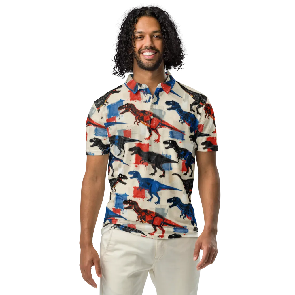 Cretaceous Colorway on Men's Slim Fit Polo Shirt — Front