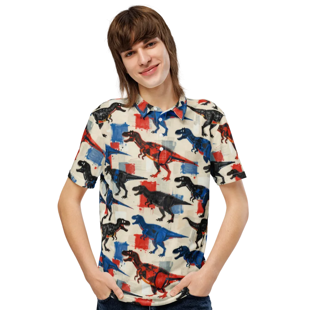 Cretaceous Colorway on Men's Slim Fit Polo Shirt — Front