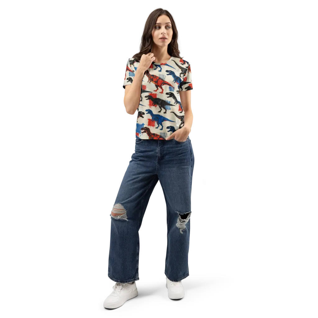 Cretaceous Colorway on Women's Crew Neck T-Shirt — Front