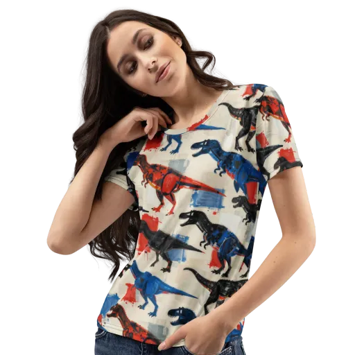 Cretaceous Colorway on a Women's Crew Neck T-Shirt