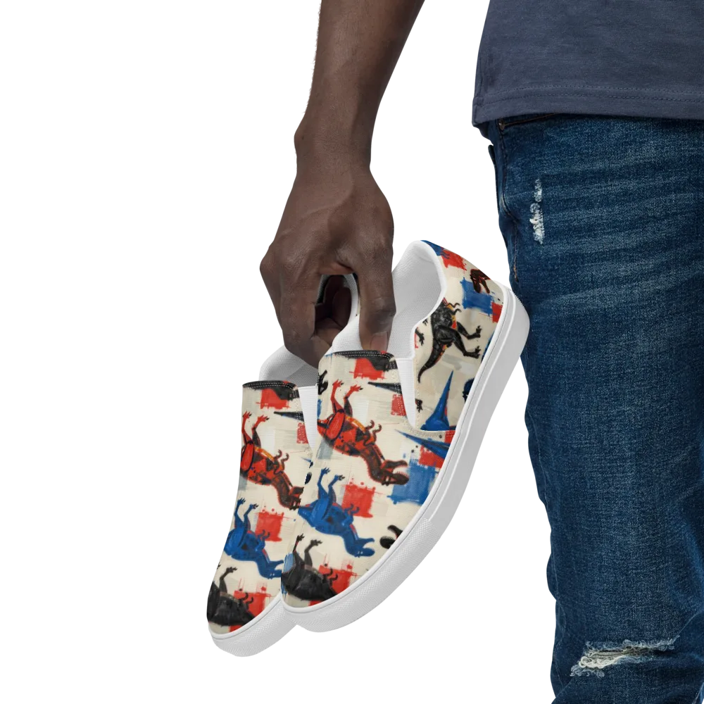 Cretaceous Colorway on Men's Slip-On Canvas Shoes — Left Front