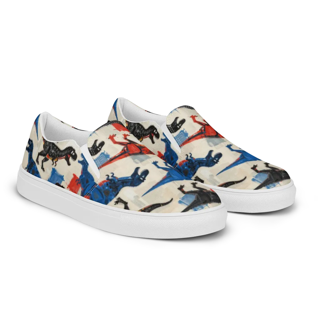 Cretaceous Colorway on Women's Slip-On Canvas Shoes — Right Front