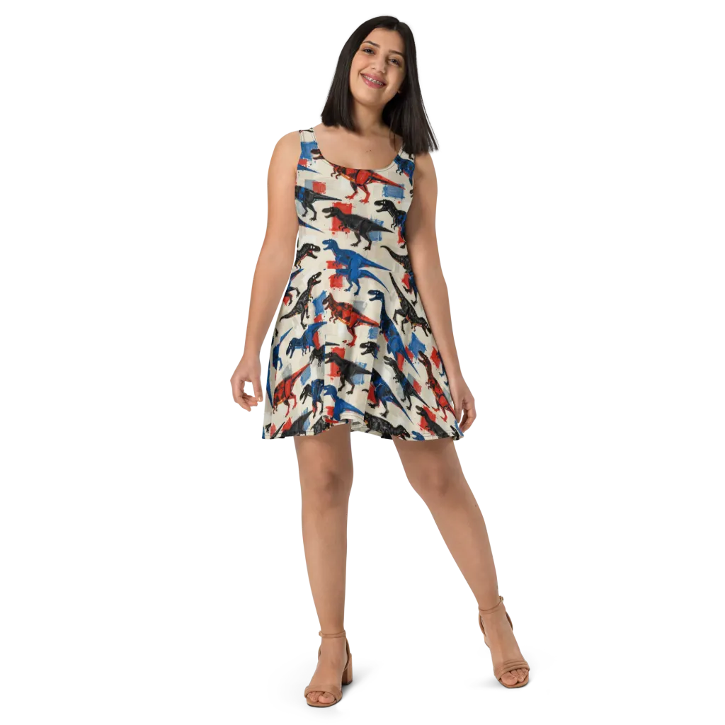Cretaceous Colorway on Skater Dress — Front