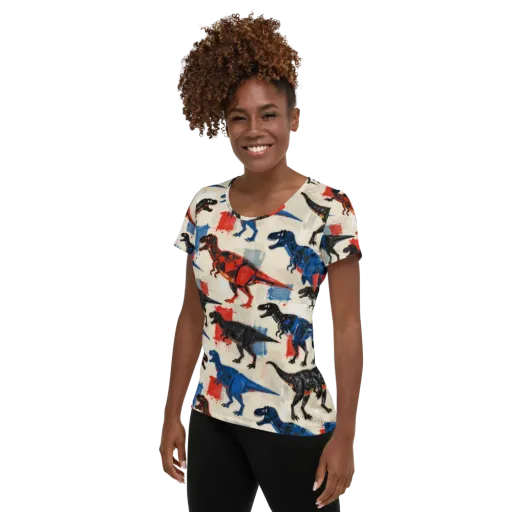 Cretaceous Colorway on a Women's Athletic T-Shirt