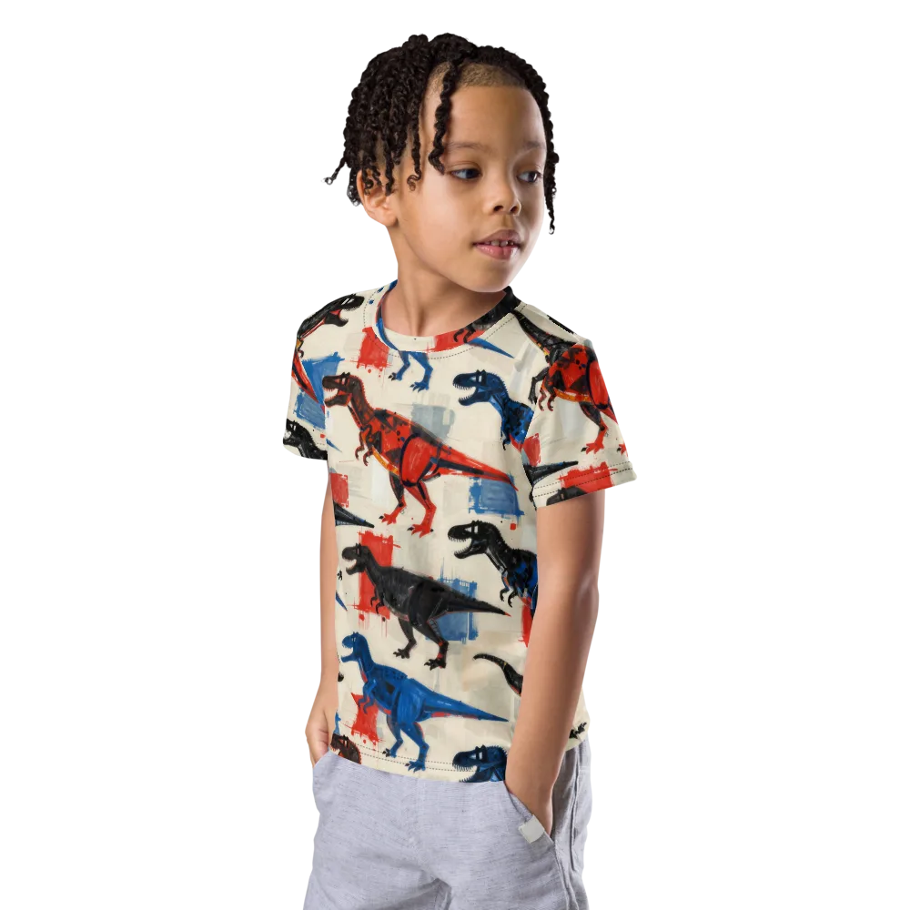 Cretaceous Colorway on Kids Crew Neck T-Shirt — Left Front