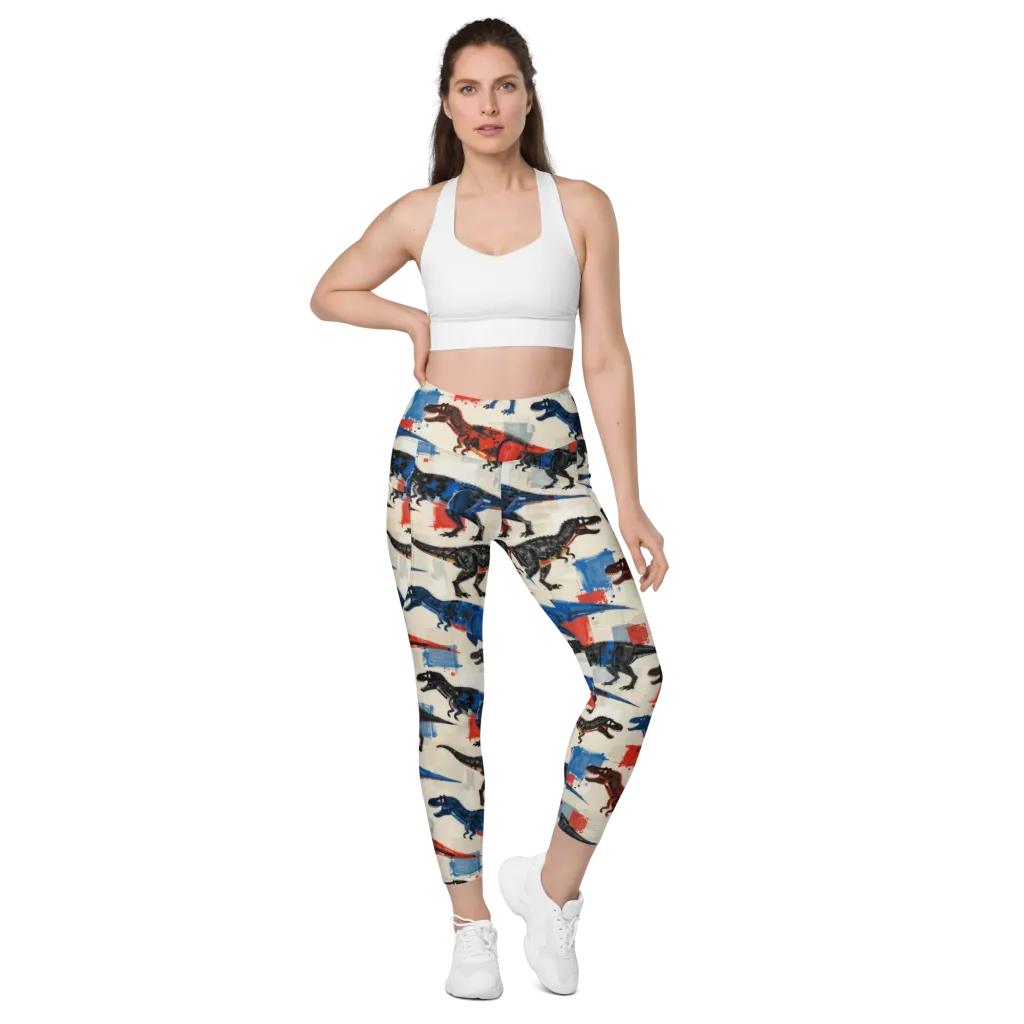 Cretaceous Colorway on Leggings with Pockets — Front