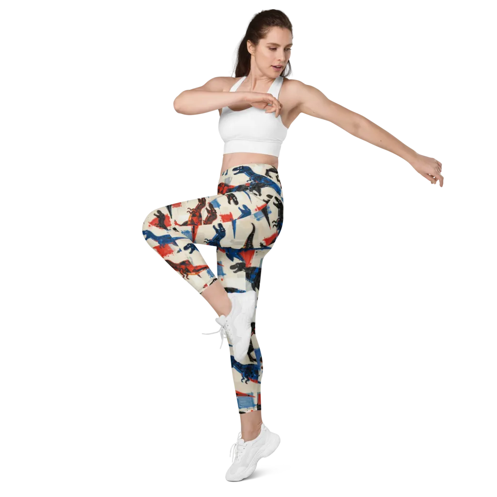 Cretaceous Colorway on Leggings with Pockets — Left Front