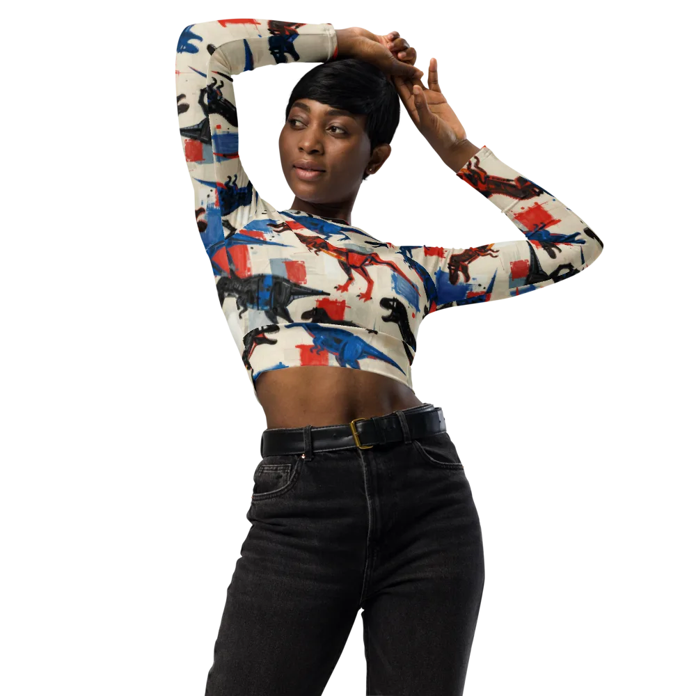 Cretaceous Colorway on Long Sleeve Crop Top — Front