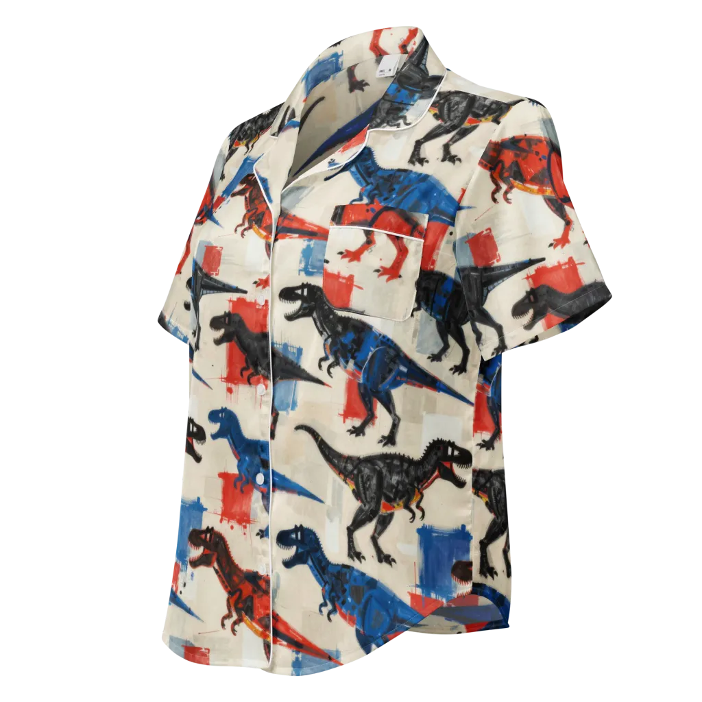 Cretaceous Colorway on Women's Short Sleeve Pajama Top — Left Front