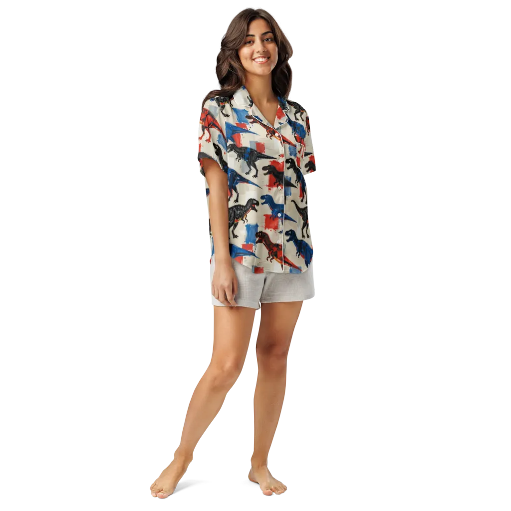 Cretaceous Colorway on Women's Short Sleeve Pajama Top — Front