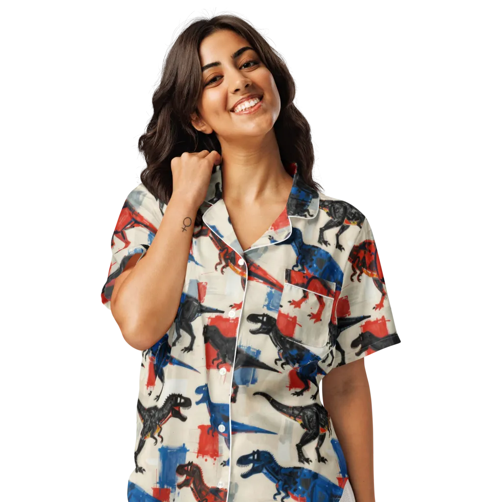 Cretaceous Colorway on Women's Short Sleeve Pajama Top — Front