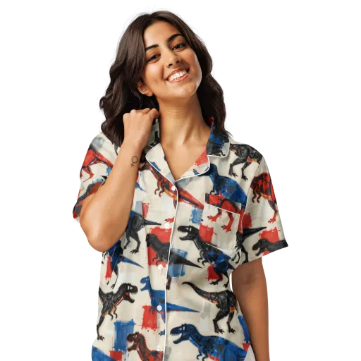 Cretaceous Colorway on a Women's Short Sleeve Pajama Top