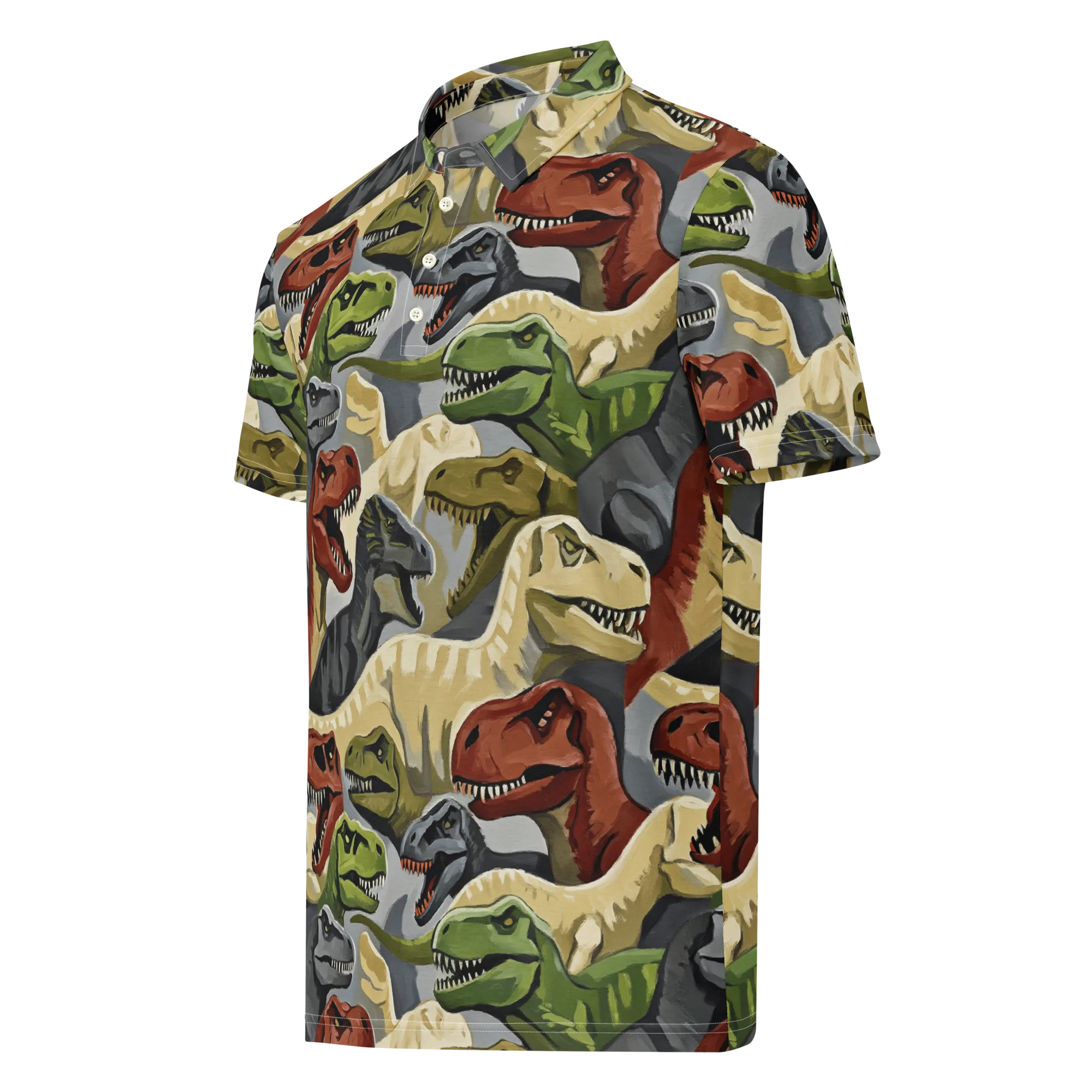 Dino Rumble on Men's Slim Fit Polo Shirt — Left Front