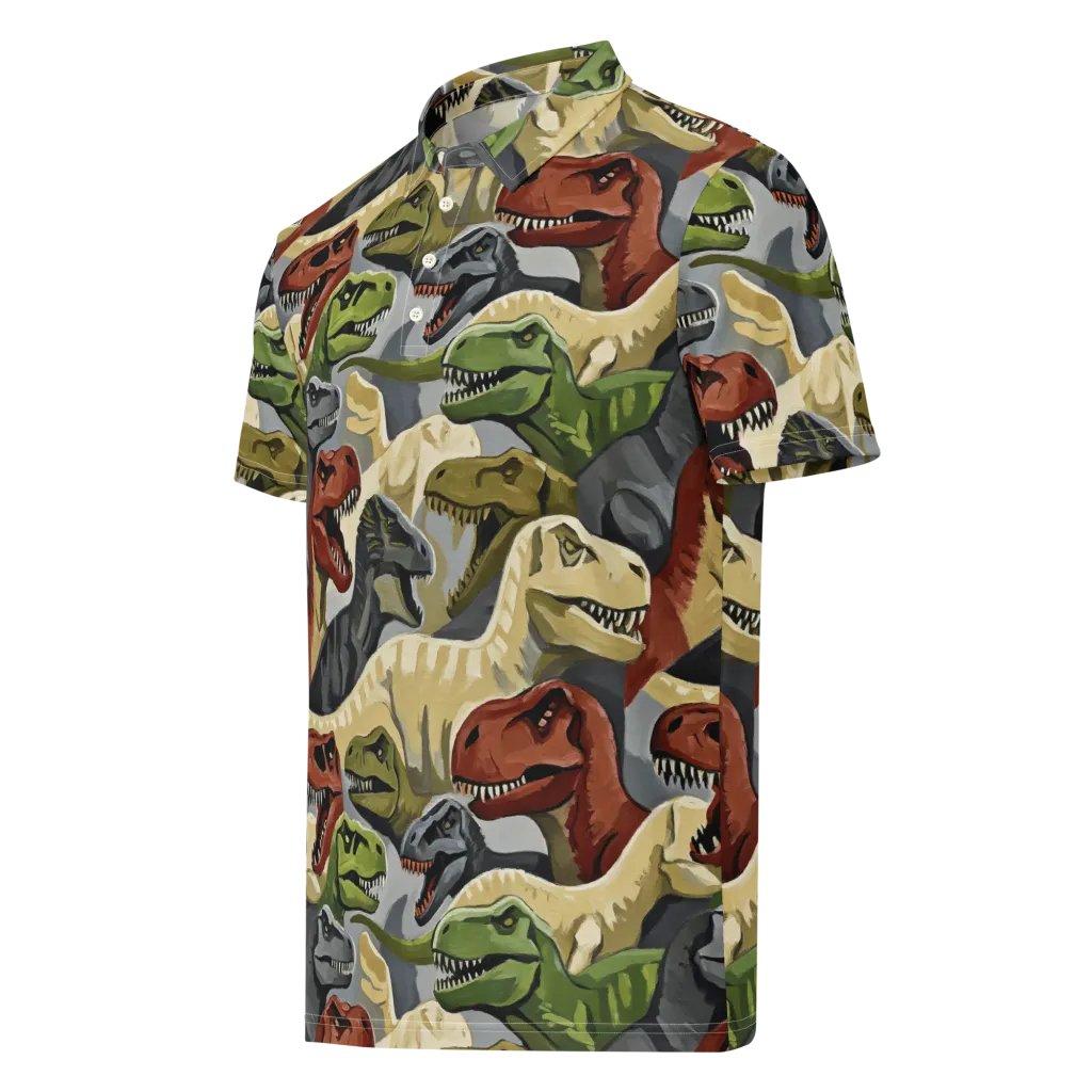 Dino Rumble on Men's Slim Fit Polo Shirt — Left Front