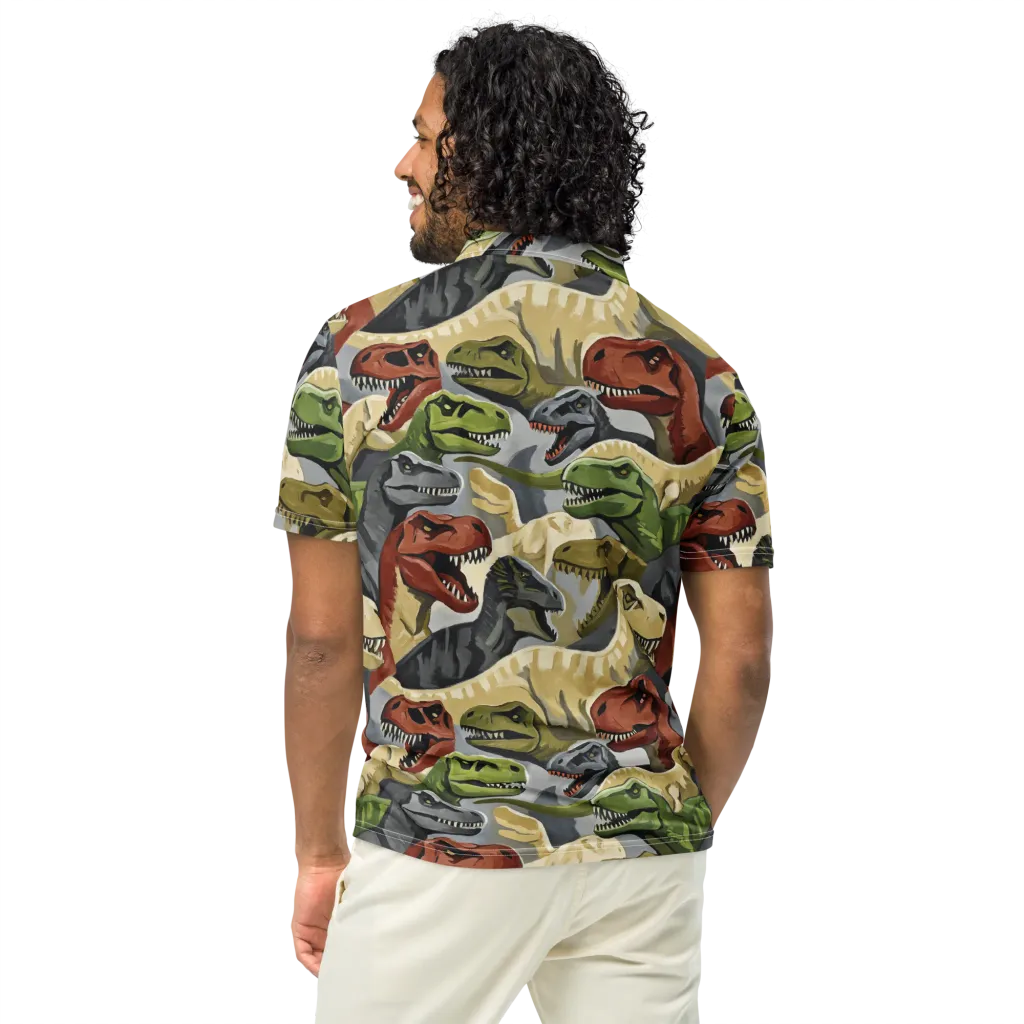 Dino Rumble on Men's Slim Fit Polo Shirt — Back