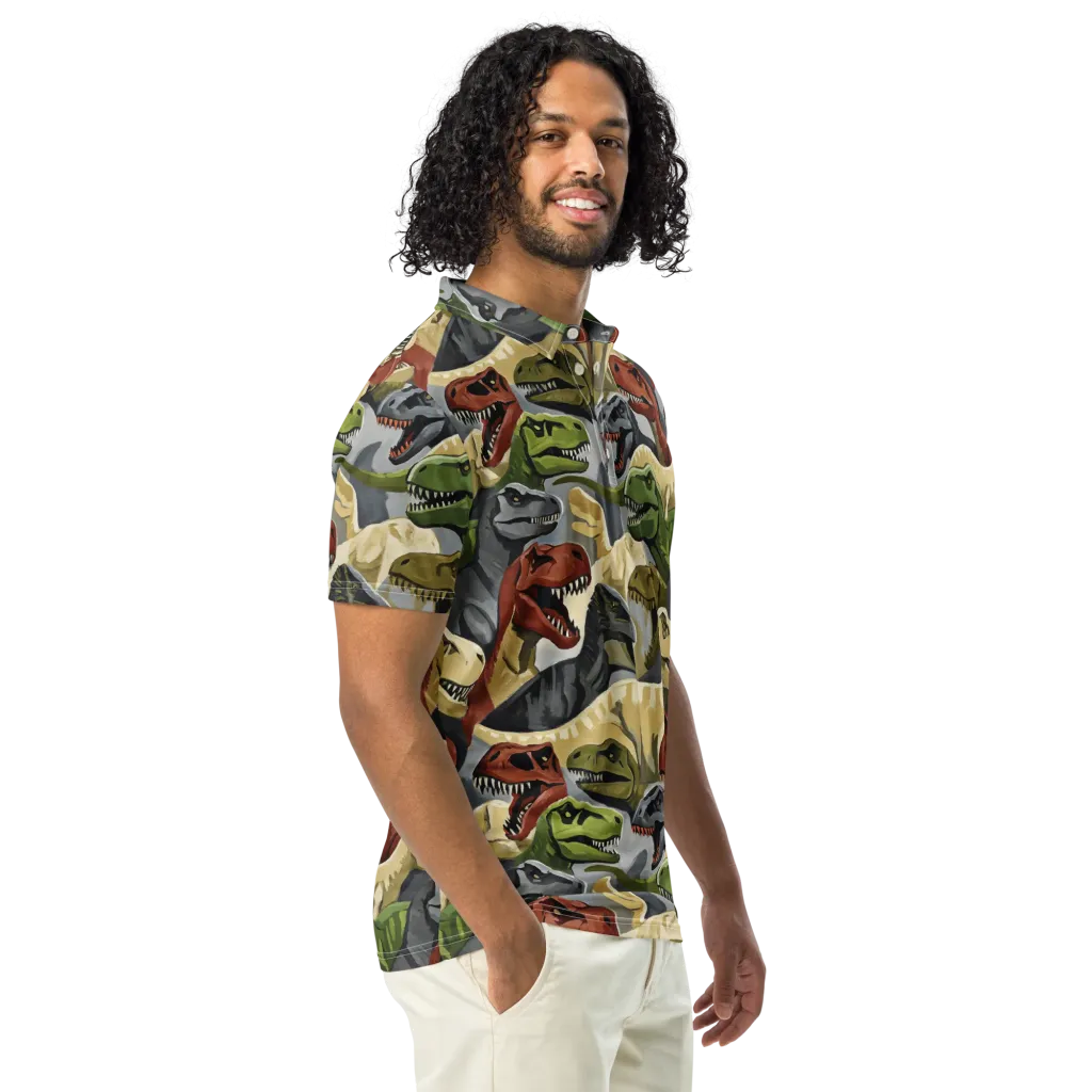 Dino Rumble on Men's Slim Fit Polo Shirt — Right Front
