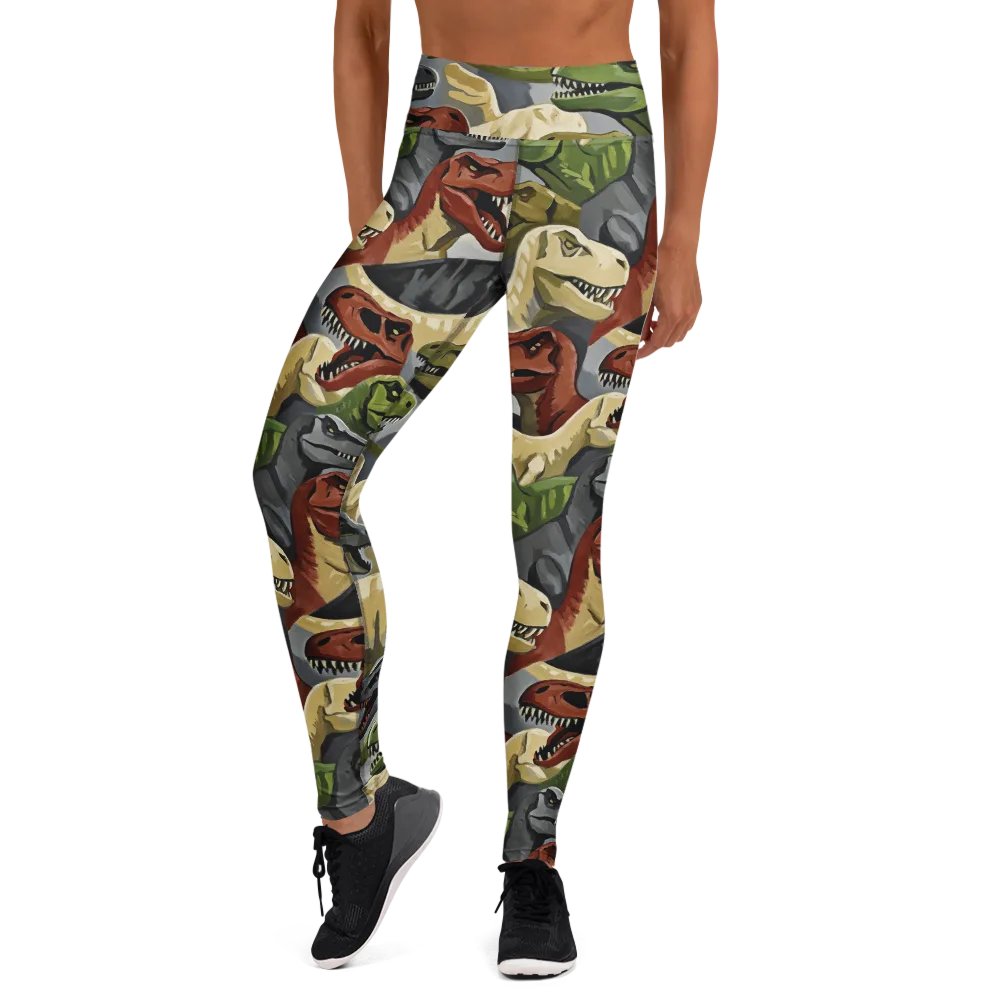 Dino Rumble on Yoga Leggings — Front