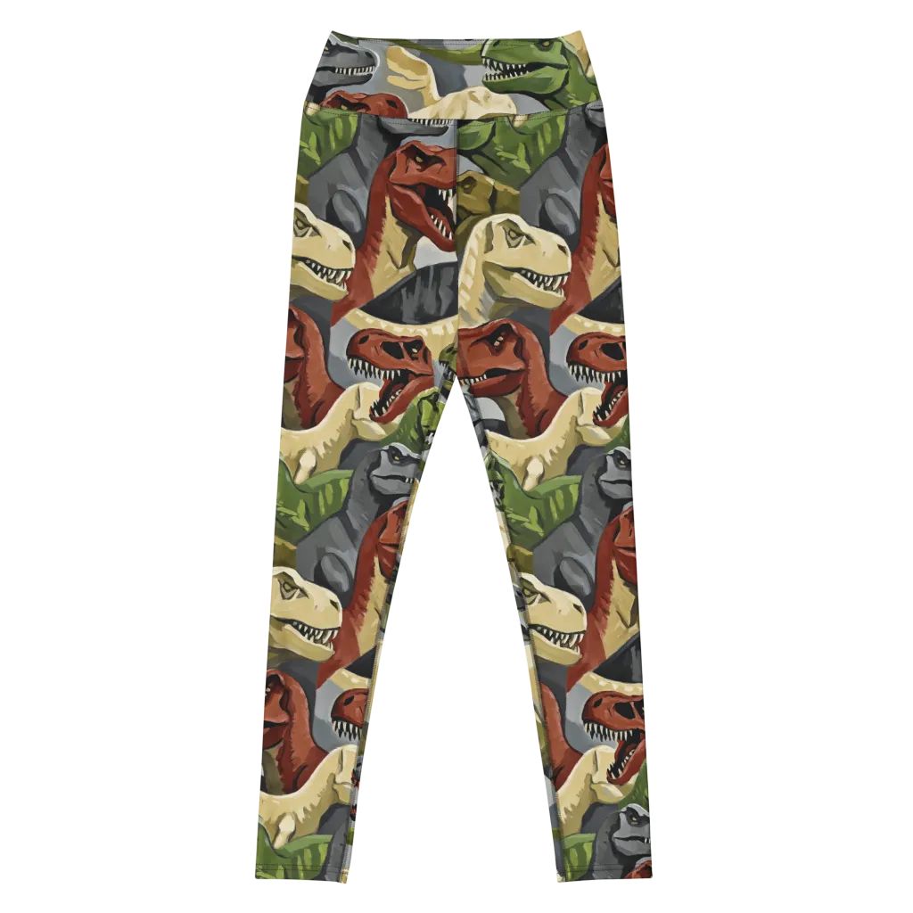 Dino Rumble on Yoga Leggings — Front