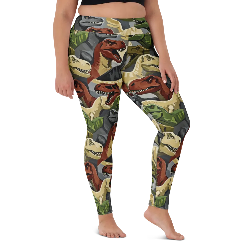 Dino Rumble on Yoga Leggings — Front