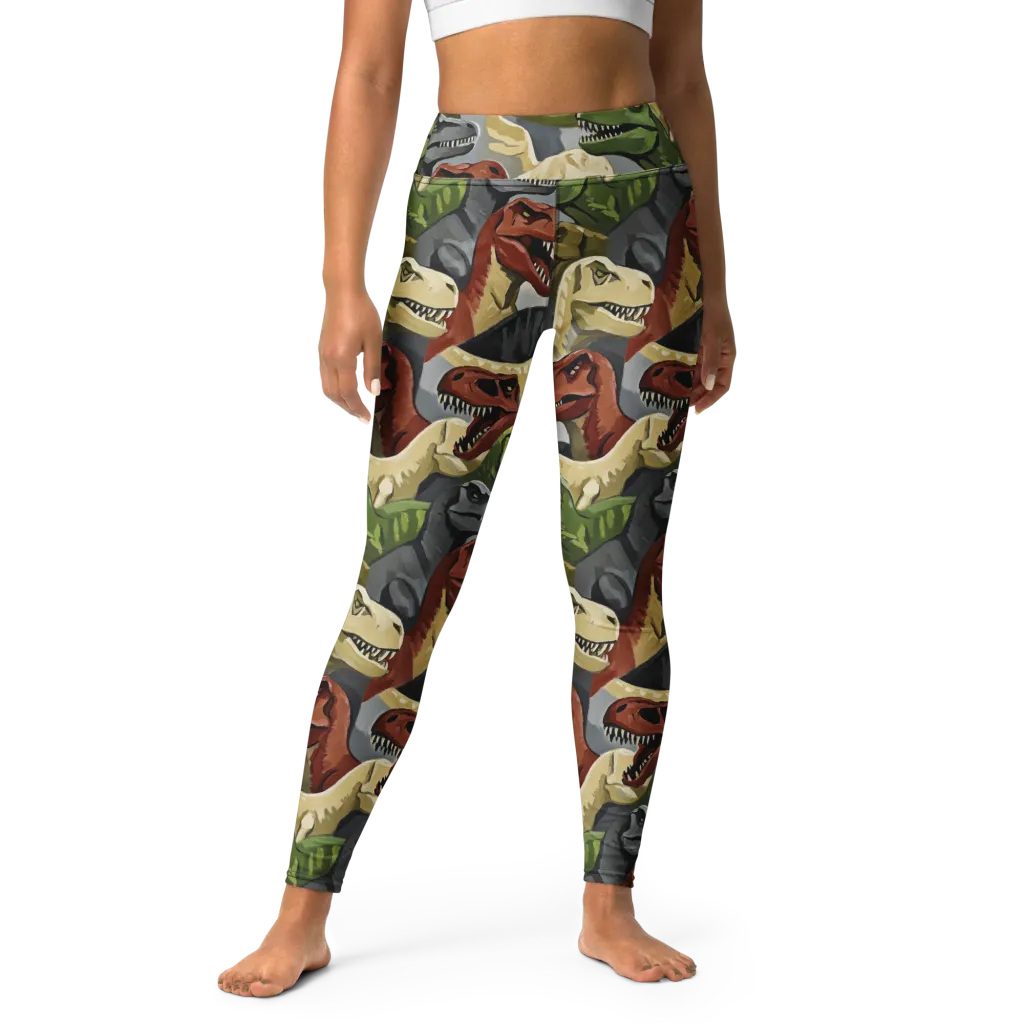 Dino Rumble on Yoga Leggings — Front