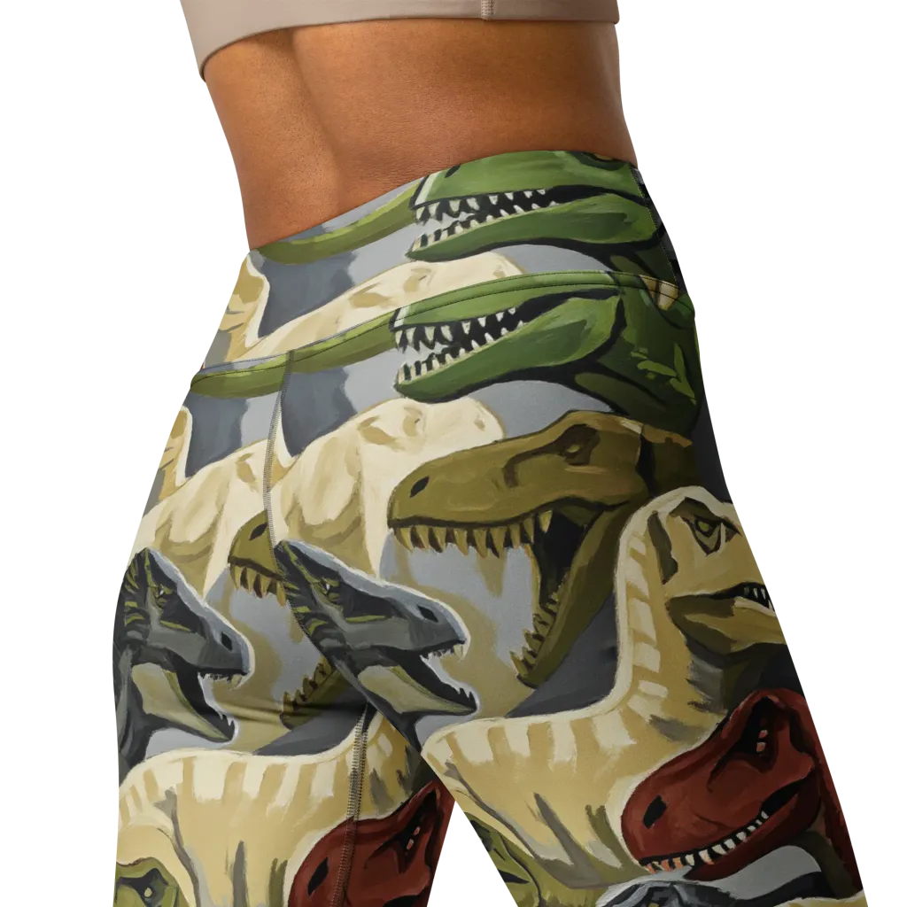 Dino Rumble on Yoga Leggings — Back