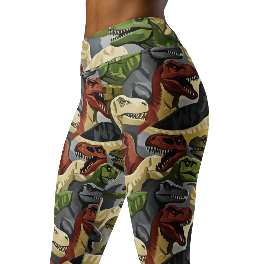 Dino Rumble on Yoga Leggings — Left Front