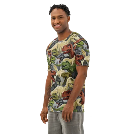 Dino Rumble on a Men's Cotton Crew Neck T-Shirt