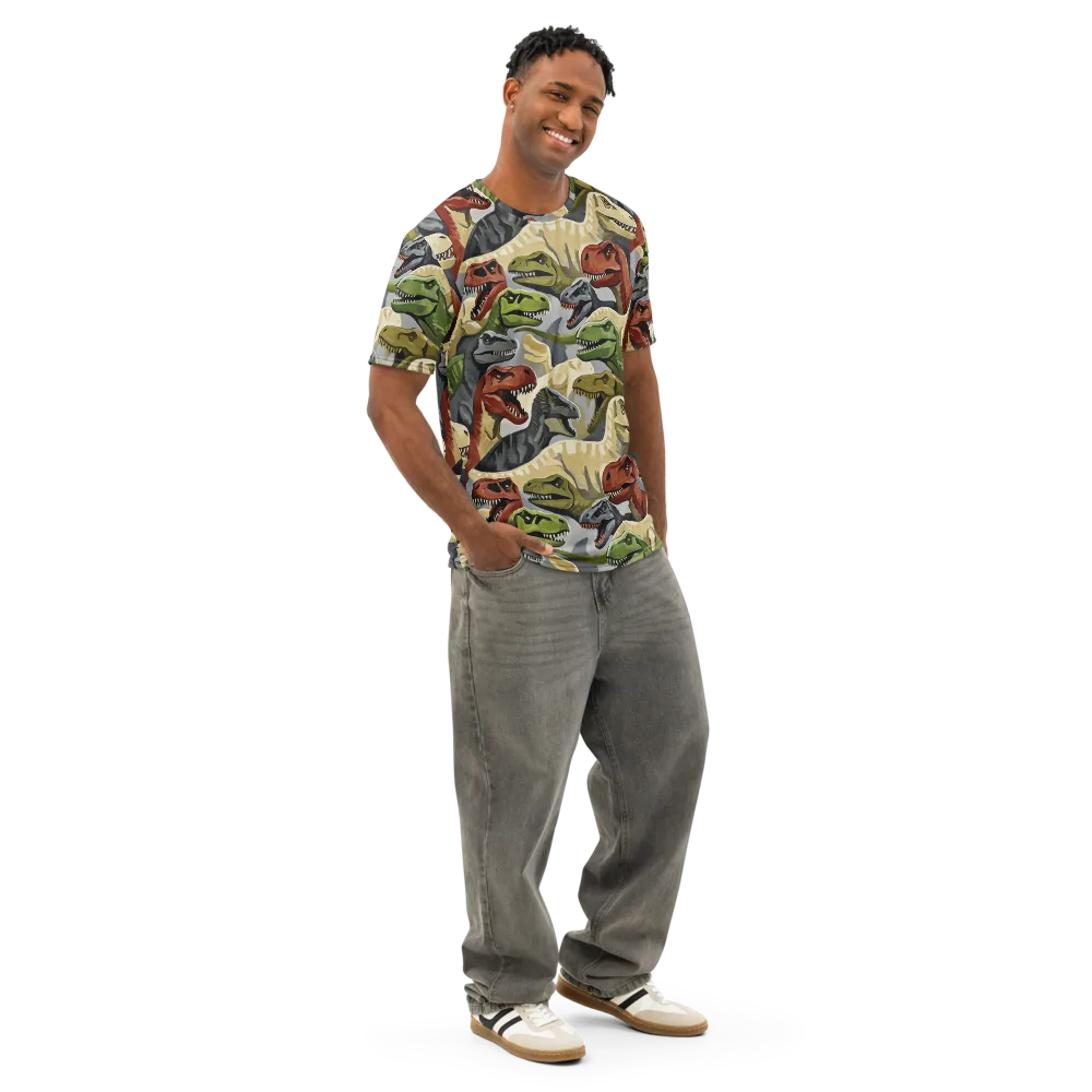 Dino Rumble on Men's Cotton Crew Neck T-Shirt — Right Front