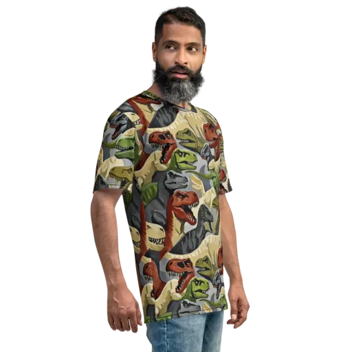 Dino Rumble on a Men's Crew Neck T-Shirt