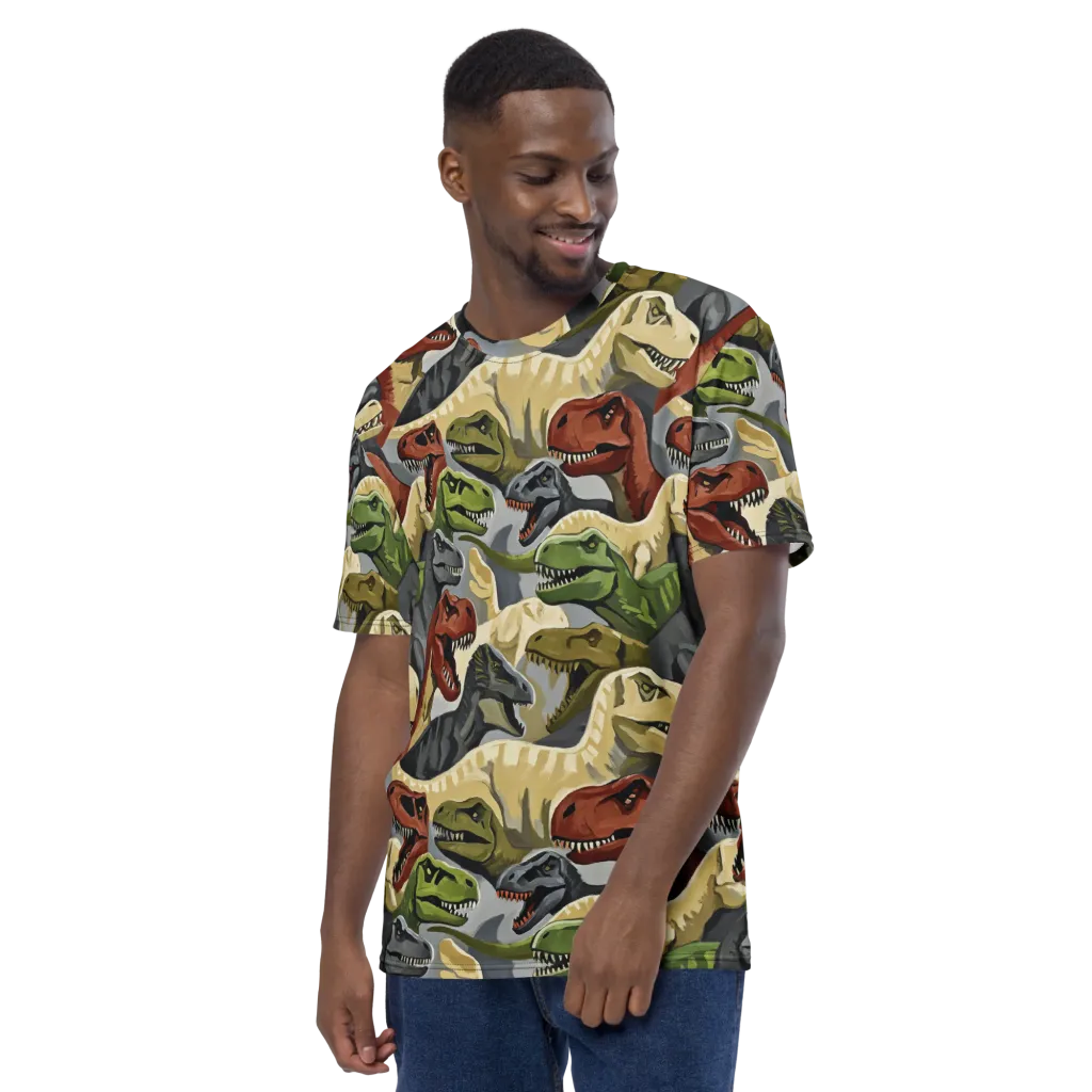 Dino Rumble on Men's Crew Neck T-Shirt — Left