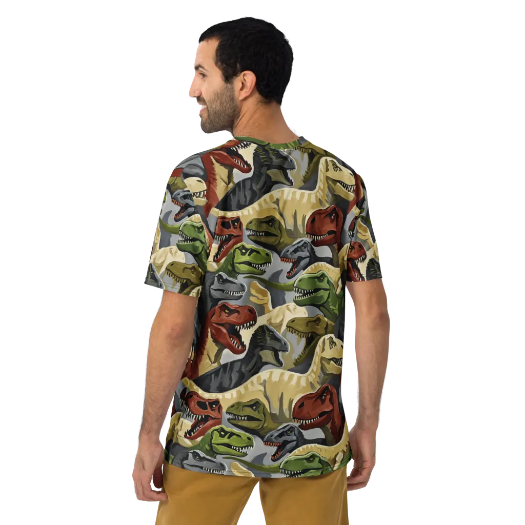 Dino Rumble on Men's Crew Neck T-Shirt — Back