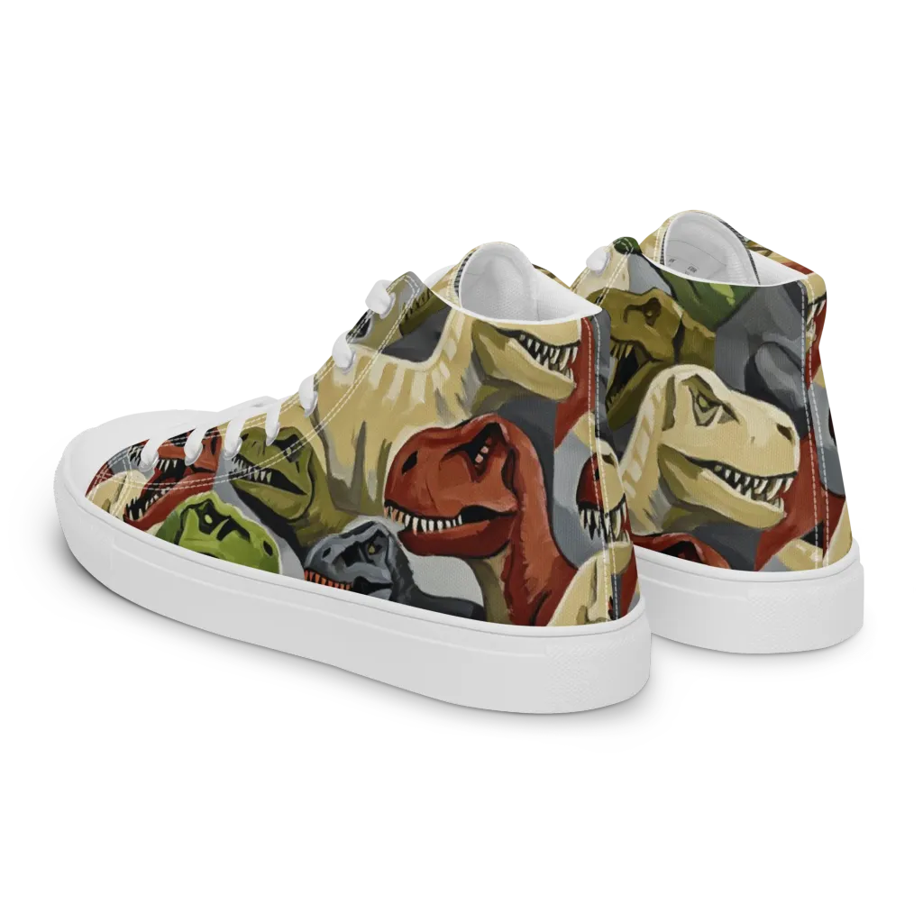 Dino Rumble on Men's High Top Canvas Shoes — Left Back