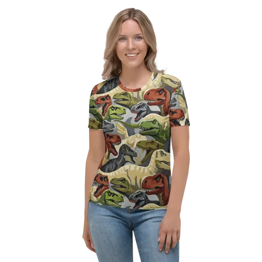 Dino Rumble on a Women's Crew Neck T-Shirt