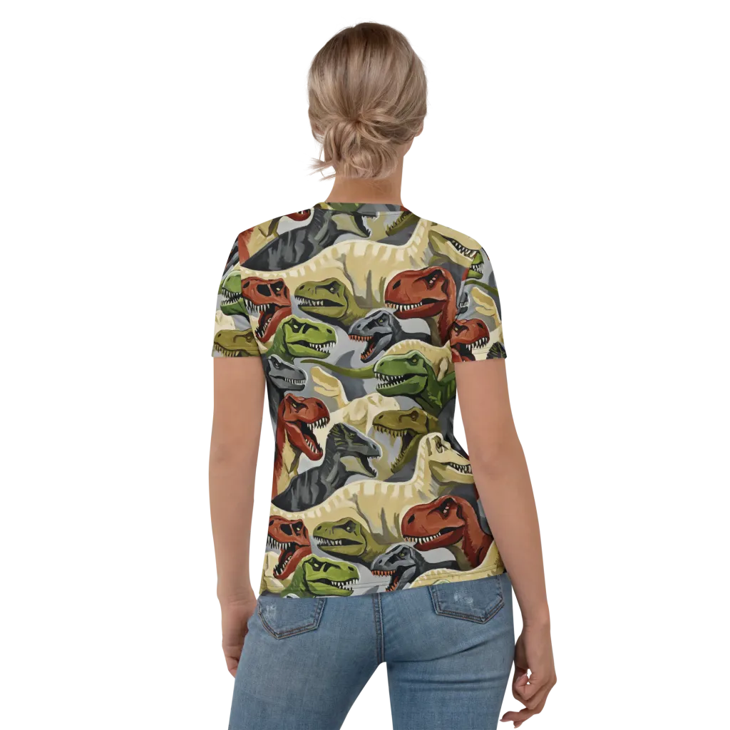 Dino Rumble on Women's Crew Neck T-Shirt — Back