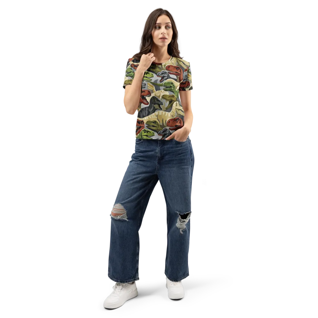 Dino Rumble on Women's Crew Neck T-Shirt — Front