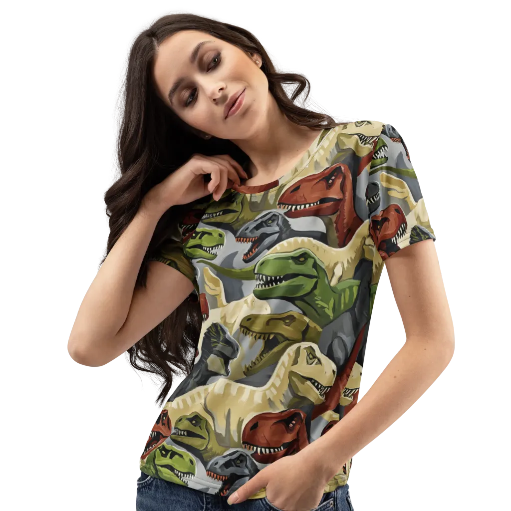 Dino Rumble on Women's Crew Neck T-Shirt — Left Front